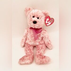 TY Smitten Beanie Baby Pink Teddy Bear Plush 2002 Collectible Black Nose NWT NOS